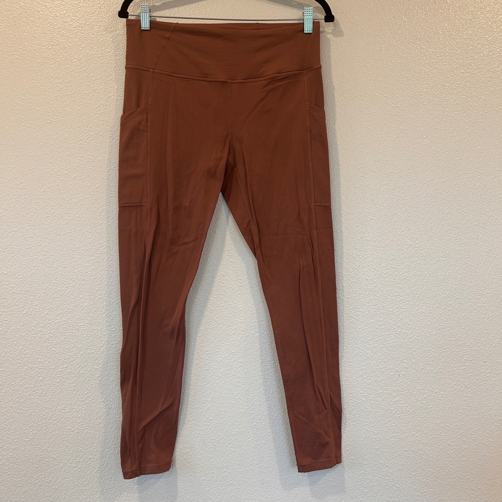 Prana High Rise Yoga Leggings with Side Pockets Rust/Pink Women's Size Large